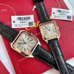 Swiss Quartz Cartier Santos Dumont couple Copy Watch 2-Tone Rose Gold